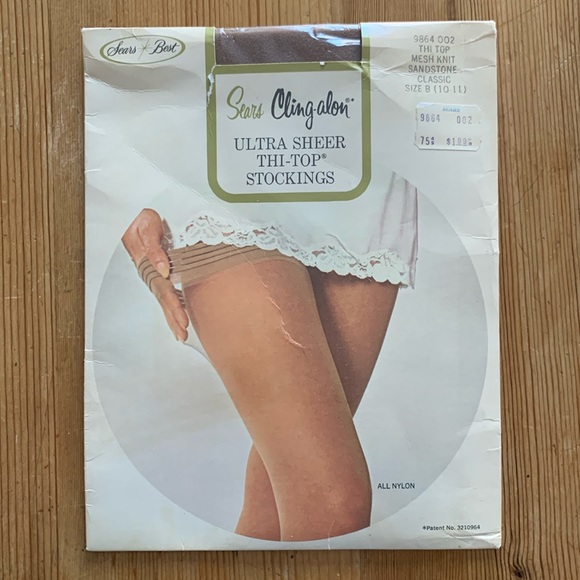 VTG Sears cling-alon sheer thi-top stockings - Picture 1 of 7